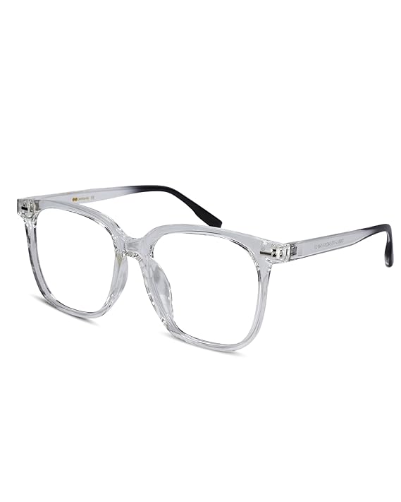 Discover photochromic blue-cut computer glasses for men. Best transparent square frame with transition lenses that provide eye protection.