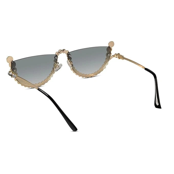 ELINE Vintage Round Rhinestone Sunglasses for Women ELS3034- GOLD
