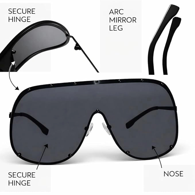 ELINE Oversized  Shield Sunglasses for Men & Women ELS2028-BLK