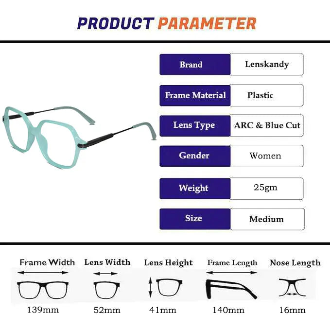 Purple Square Eyeglasses For Women