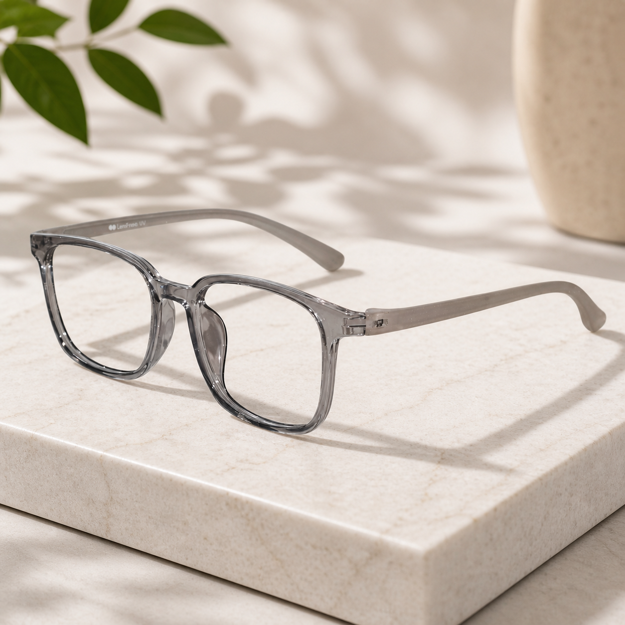 Crystal Grey Full Rim Rectangle Eyeglasses For Men & Women LKS7130-GRY