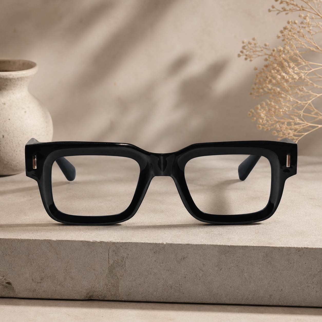 Black Bold Wayfarer Eyeglasses For Men & Women LKS3688-BLK