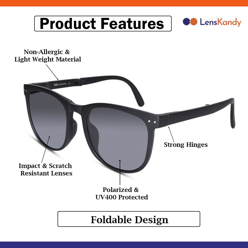 Wayfarer black foldable sunglasses For Men Women