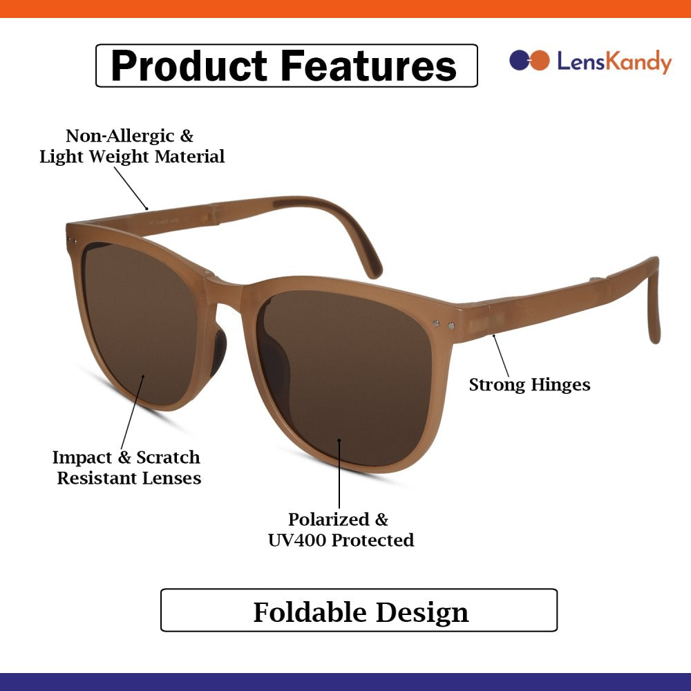Foldable Polarized Matt Brown Wayfarer Sunglasses
