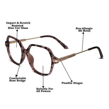 Purple Square Eyeglasses For Women