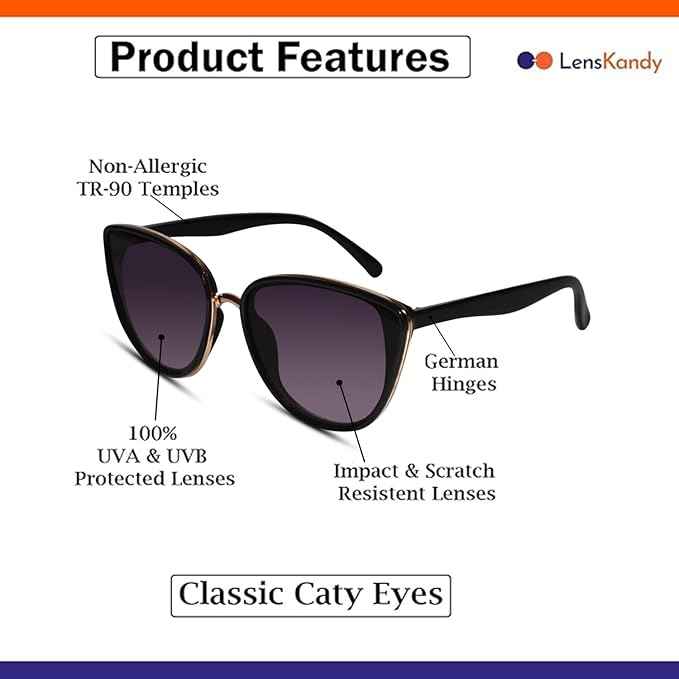Black Cat eye Sunglasses For Women