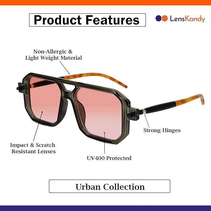 Animal Print Rectangle Sunglasses for Men LKS8709-GRY