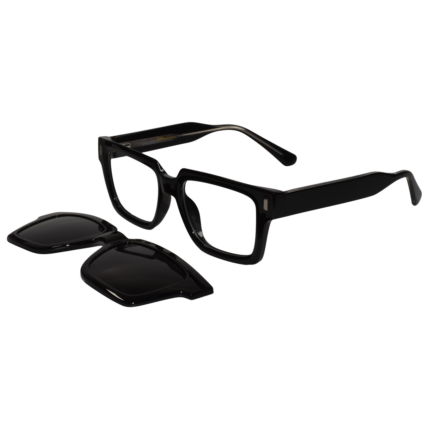 Get Rectangular Frame Black Clip On Unisex Eyeglasses. Premium Full rim, the best computer glasses for work.