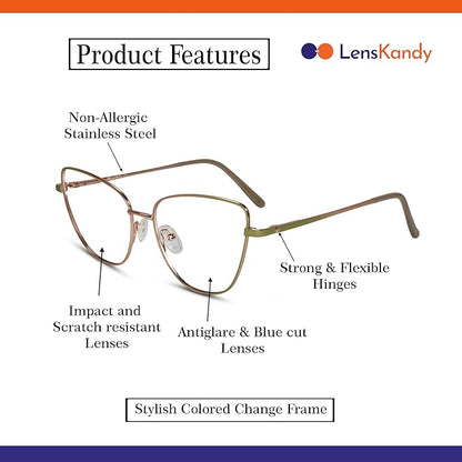Color changing frame with Computer glasses for eye protection For women