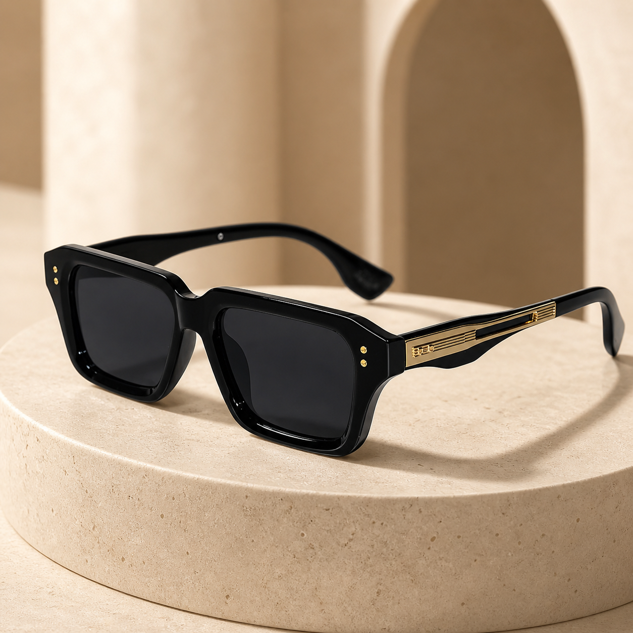 Black Square Sunglasses for Men & Women ELS2026S015-BLK