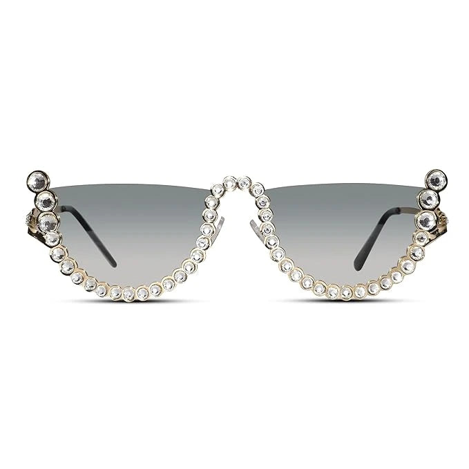ELINE Vintage Round Rhinestone Sunglasses for Women ELS3034- GOLD