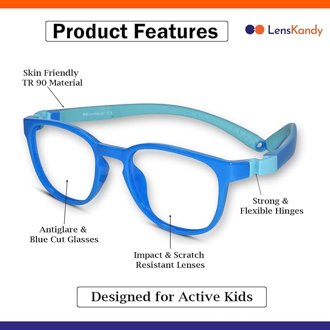 Kids Blue Flexible Computer Glasses For Kids LKEKTR48-BLU