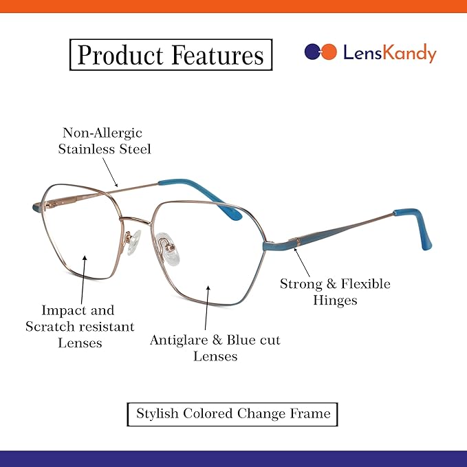 Color Changing Frame With Computer Glasses Stylish & Colorful  For Women