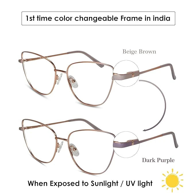 Green Cat eye Colored Changing Eyeglasses For Women