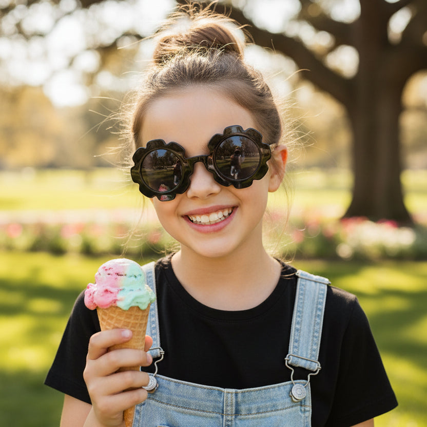Flower Black sunglasses for kids LKSK3034-BLK