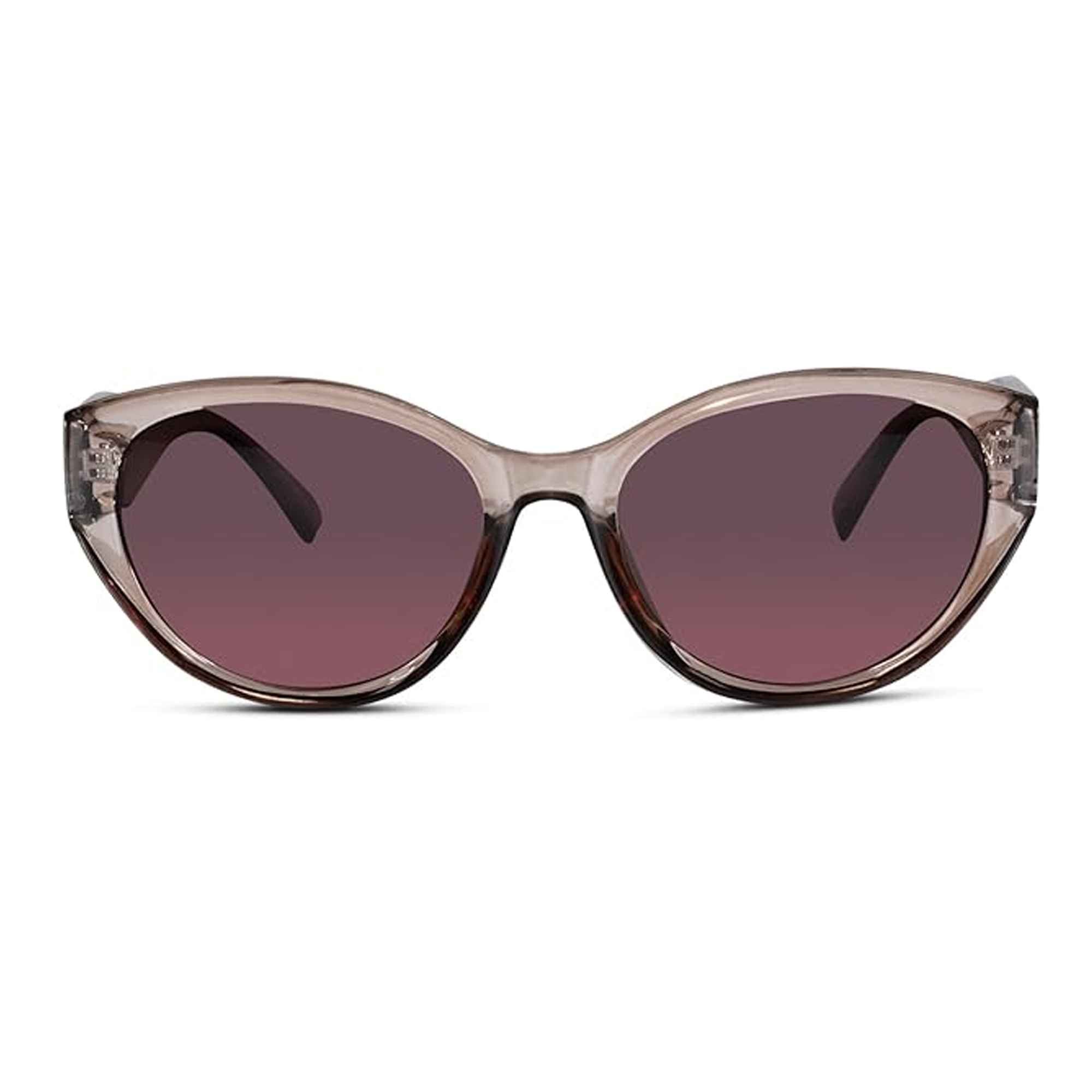 Crystal Brown Stylish Cat Eye Sunglasses