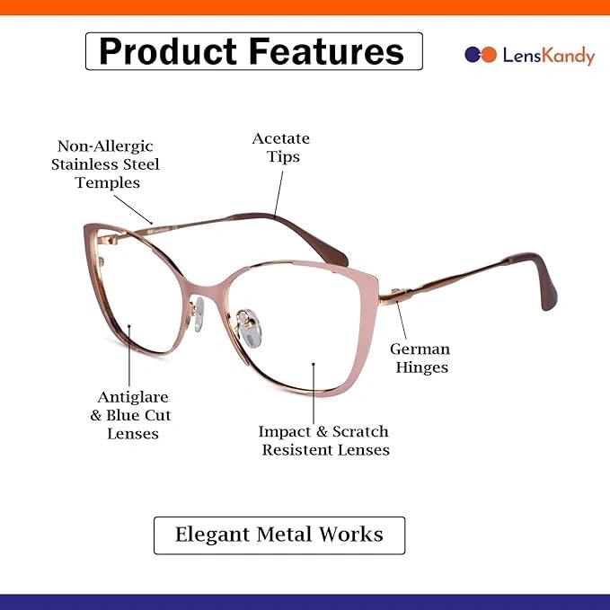 Pink Cat eye Eyeglasses for women LKE0002-PNK
