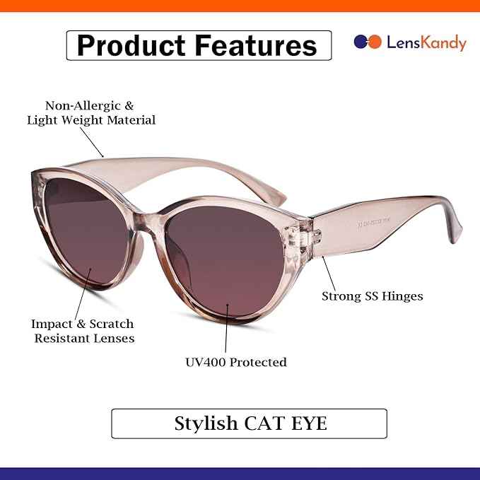 Crystal Brown Stylish Cat Eye Sunglasses
