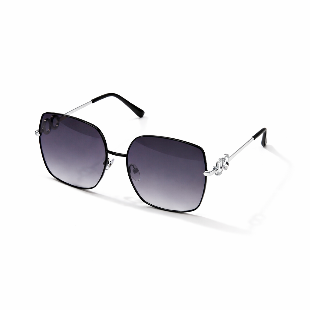 Designer Oversize  Black Square Sunglasses For Women ELS1535-BLK