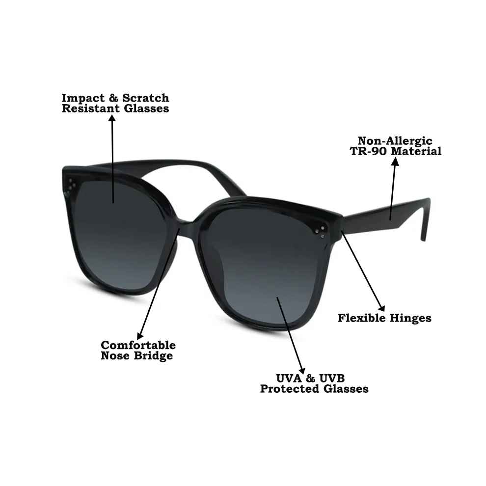 Oversize Black Cat eye Sunglasses For Women