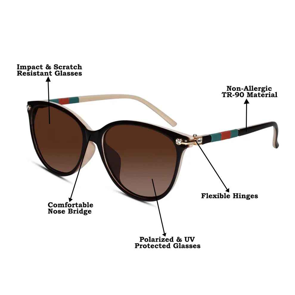 Polarized Cat eye  Brown Sunglasses For Women