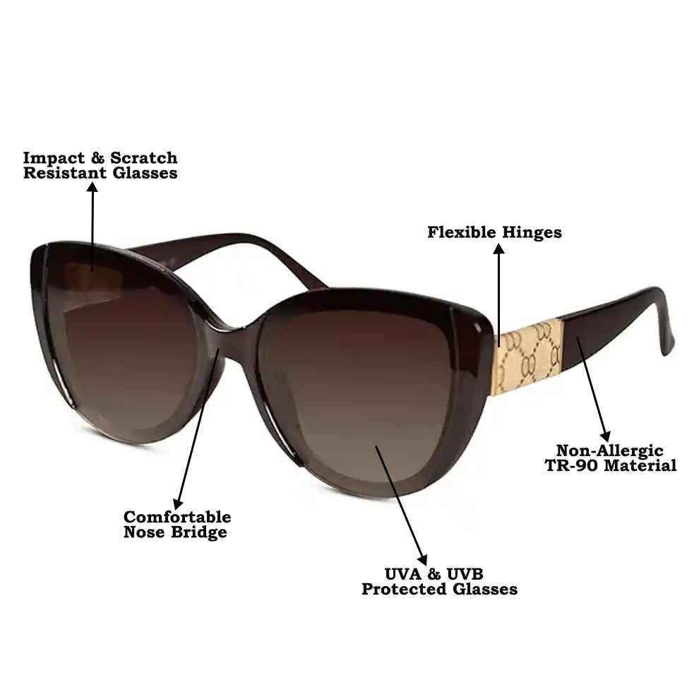 Designer Brown Cat eye Sunglasses For Women