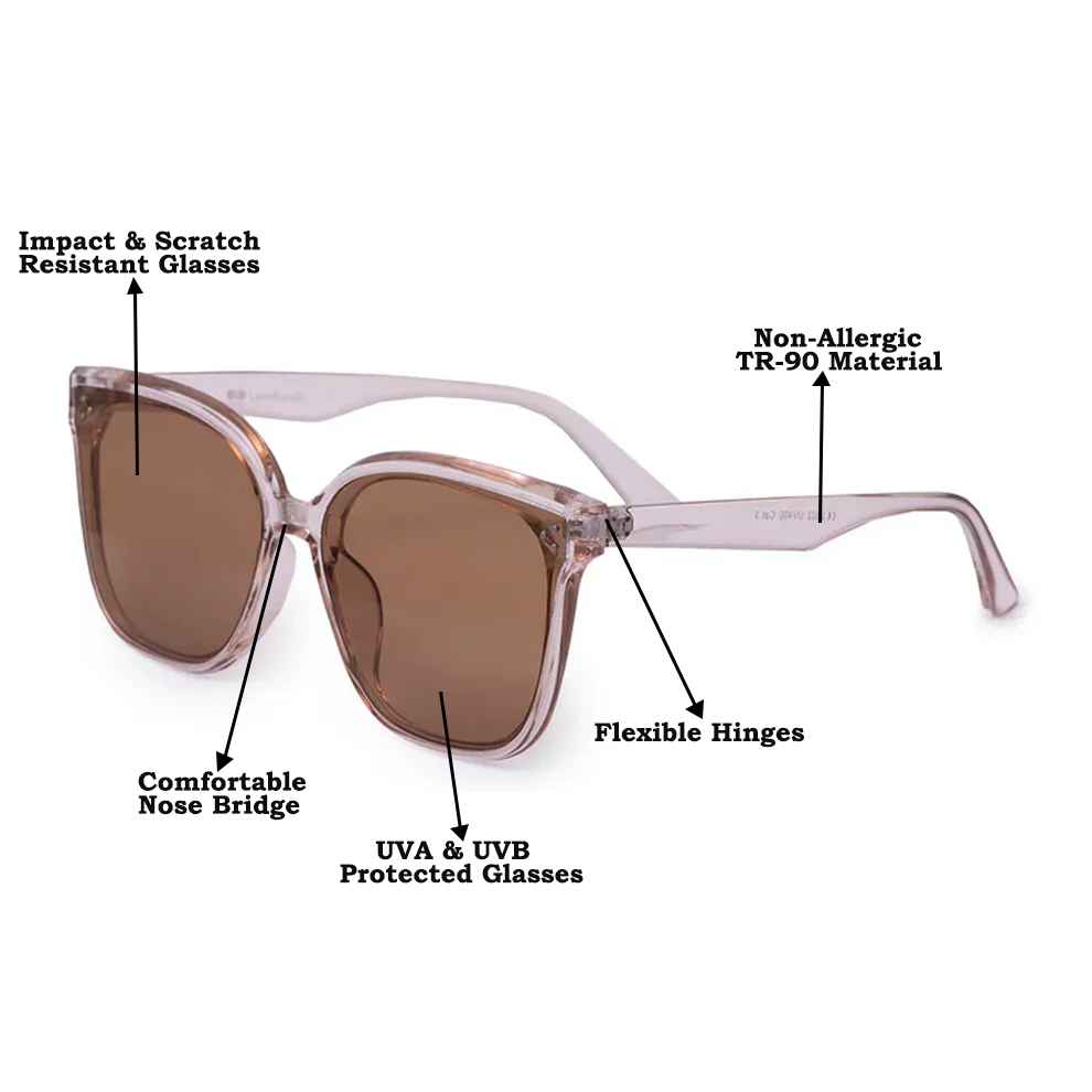 Crystal Brown  Oversize Cat eye Sunglasses LKS2302-BRN
