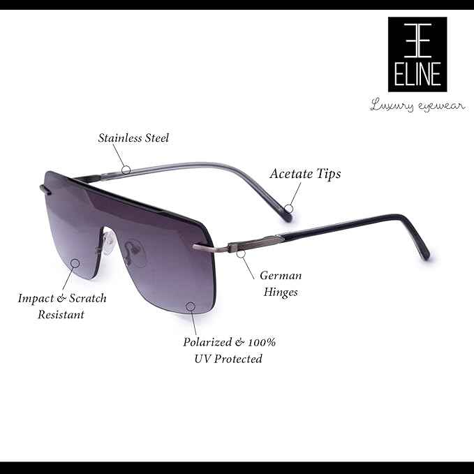 Luxury Black Rectangular sunglass For Men