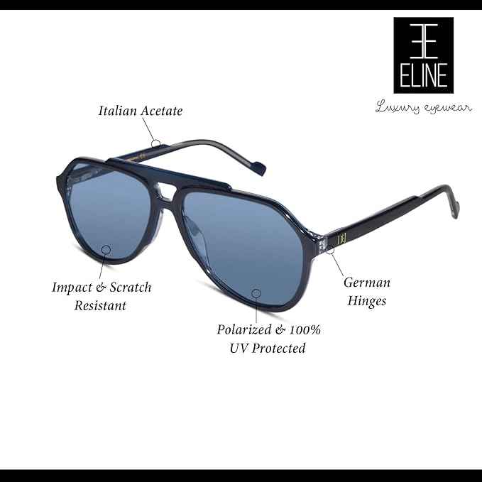 Luxury Black-blue sunglass Aviator Shape For Men ELS89985-LBU