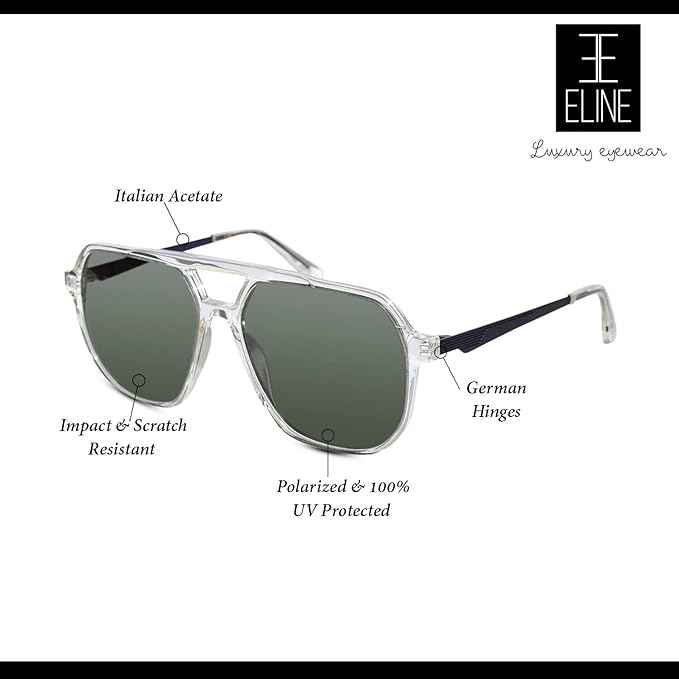 Transparent Oversize Marshall  Sunglasses For Men ELSTY108-TRANS