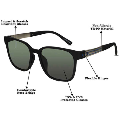 Designer Black Square Sunglasses For Men