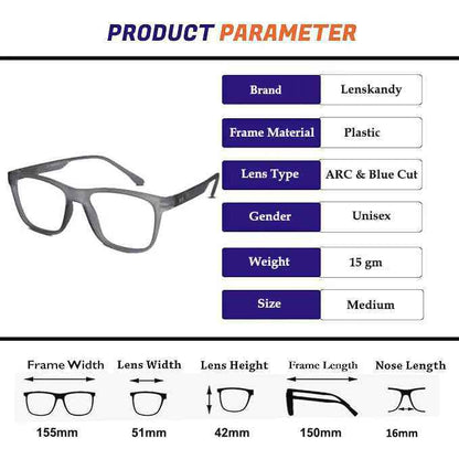 Urban Matte-Ocean Blue Rectangular Eyeglasses & Computer Glasses For Men & Women