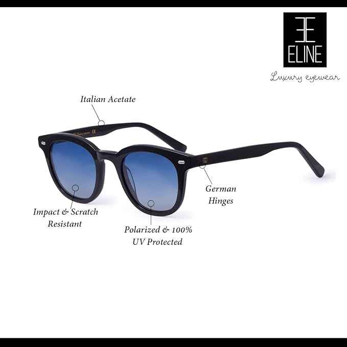 Black Blue Tint Acetate Wayfarer Sunglasses