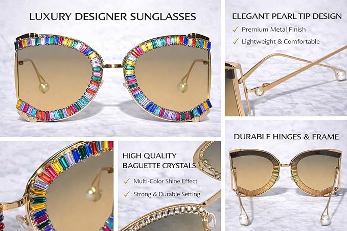 ELINE Large Irregular Square Sunglasses for Women ELS3035-multi