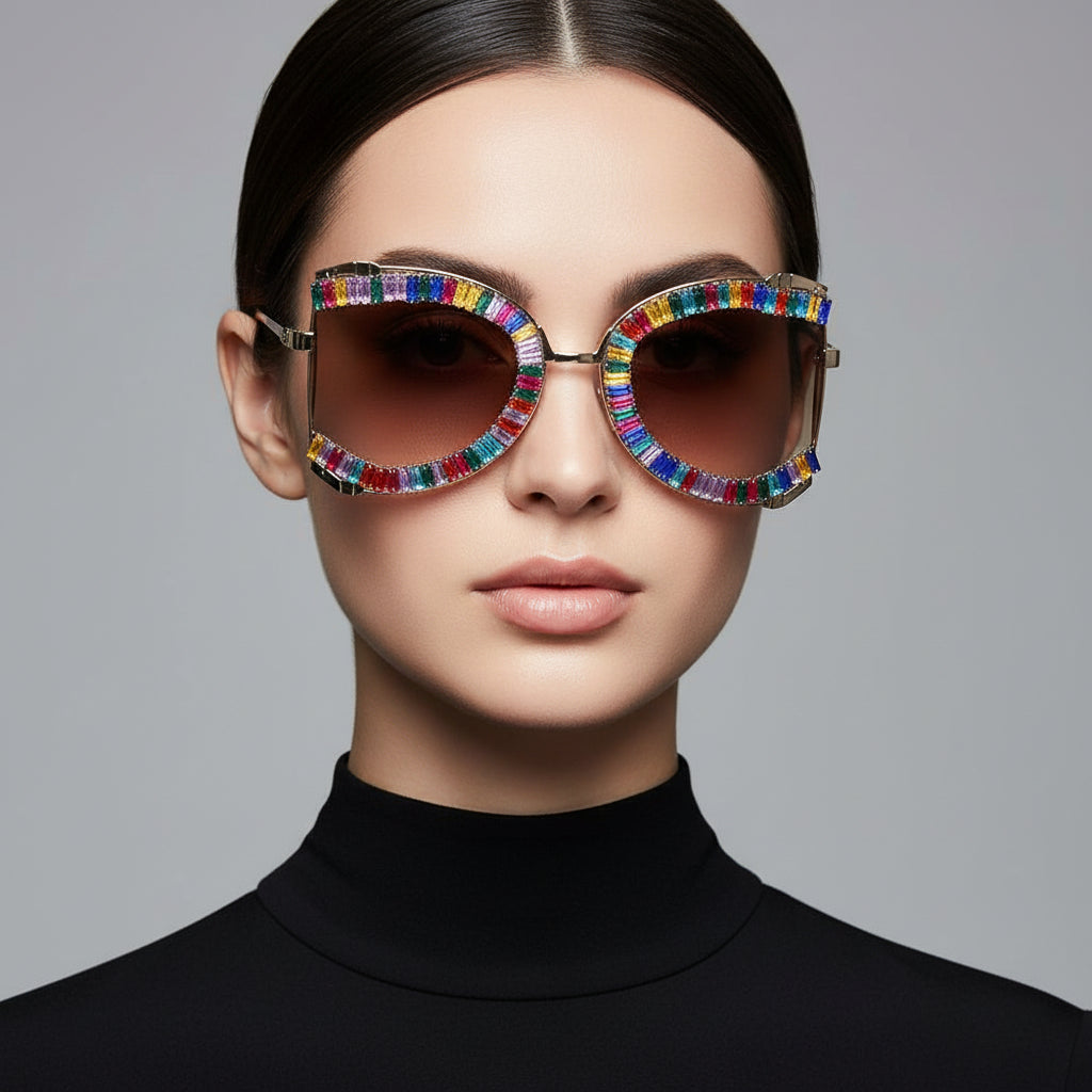 ELINE Large Irregular Square Sunglasses for Women ELS3035-multi