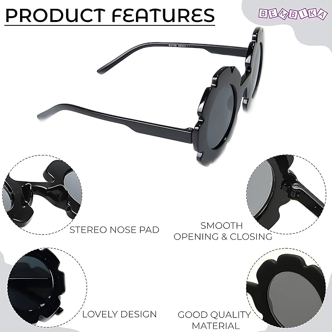 Flower Black sunglasses for kids LKSK3034-BLK