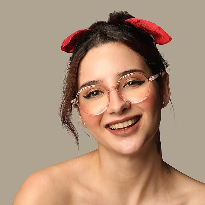 Crystal Pink Hexagonal Eyeglasses & Computer Glasses