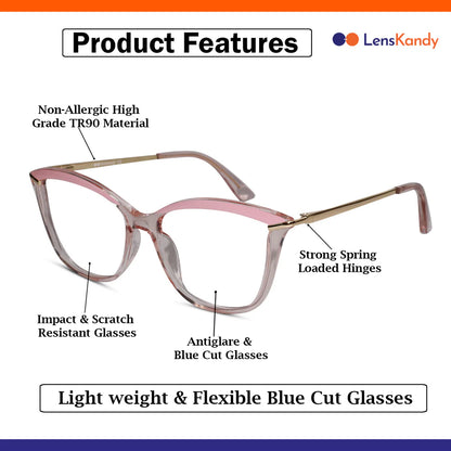 Brown Golden Cat eye Eyeglasses for Women
