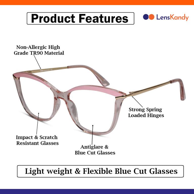 Pink cateye computer glasses for women