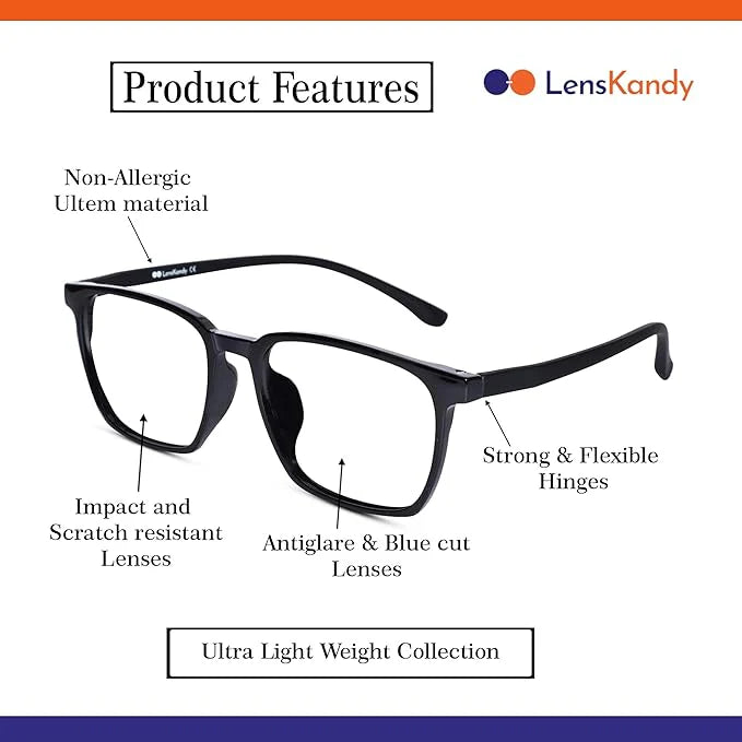 Crystal Grey Full Rim Rectangle Eyeglasses For Men & Women
