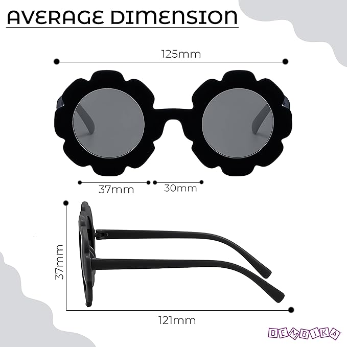 Flower Black sunglasses for kids LKSK3034-BLK