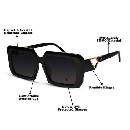 Designer Black Square Sunglasses