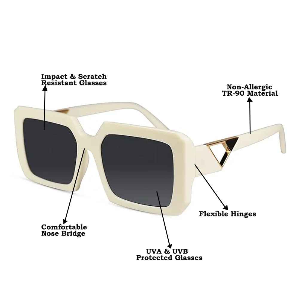 Designer Black Square Sunglasses
