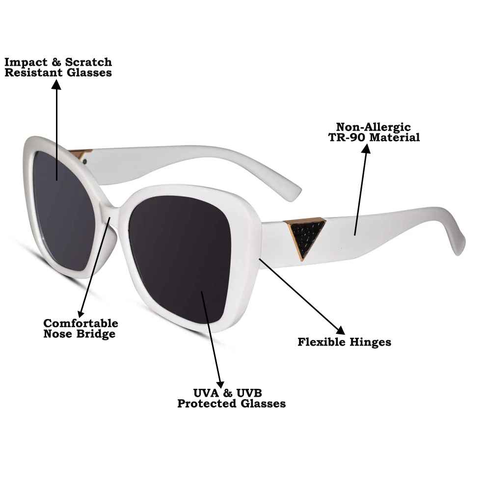 Stylish White Cat Eye Sunglasses