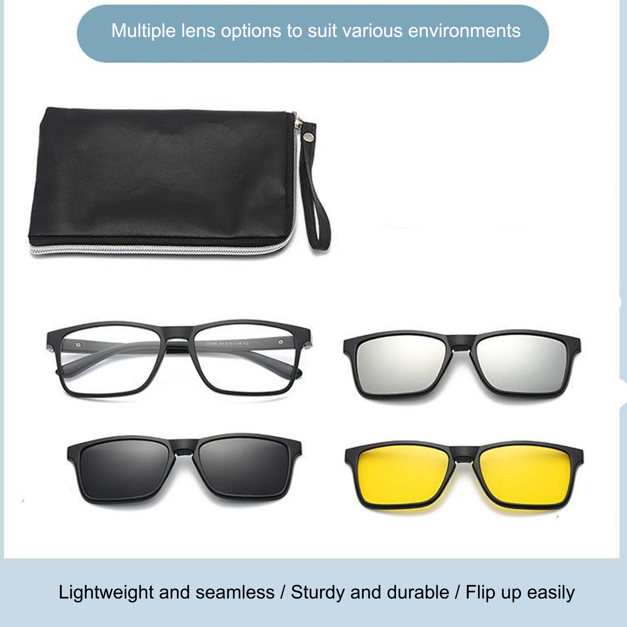Black Clipon Eyeglasses sunglasses for Men & Women