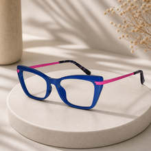 Cat eye Blue Pink Full Rim Frame Eyeglasses