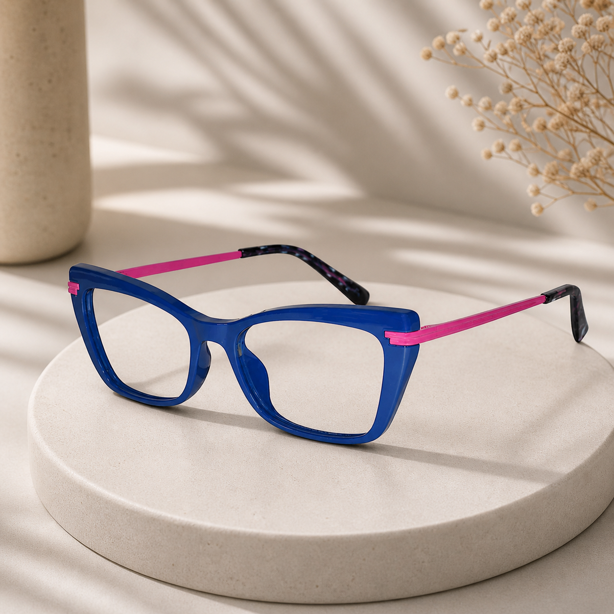 Cat eye Blue Pink Full Rim Frame Eyeglasses LKE2105-BLU