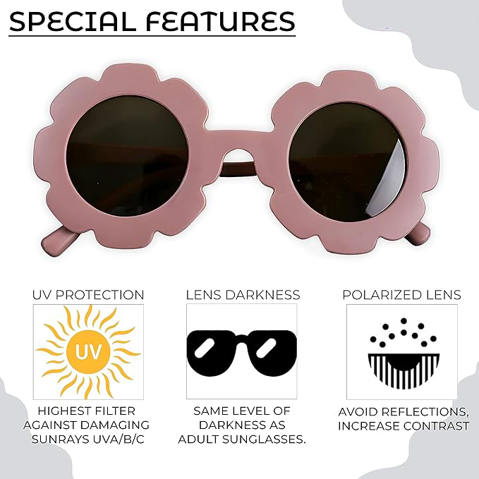 Flower Black sunglasses for kids LKSK3034-PINK