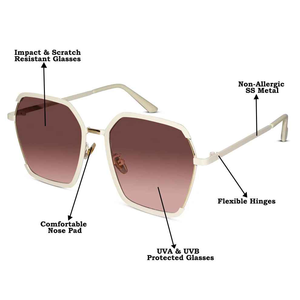 White Oversize Square Sunglasses For Women