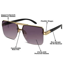 Designer Marshall Rectangular Blu Rimless Sunglasses For men
